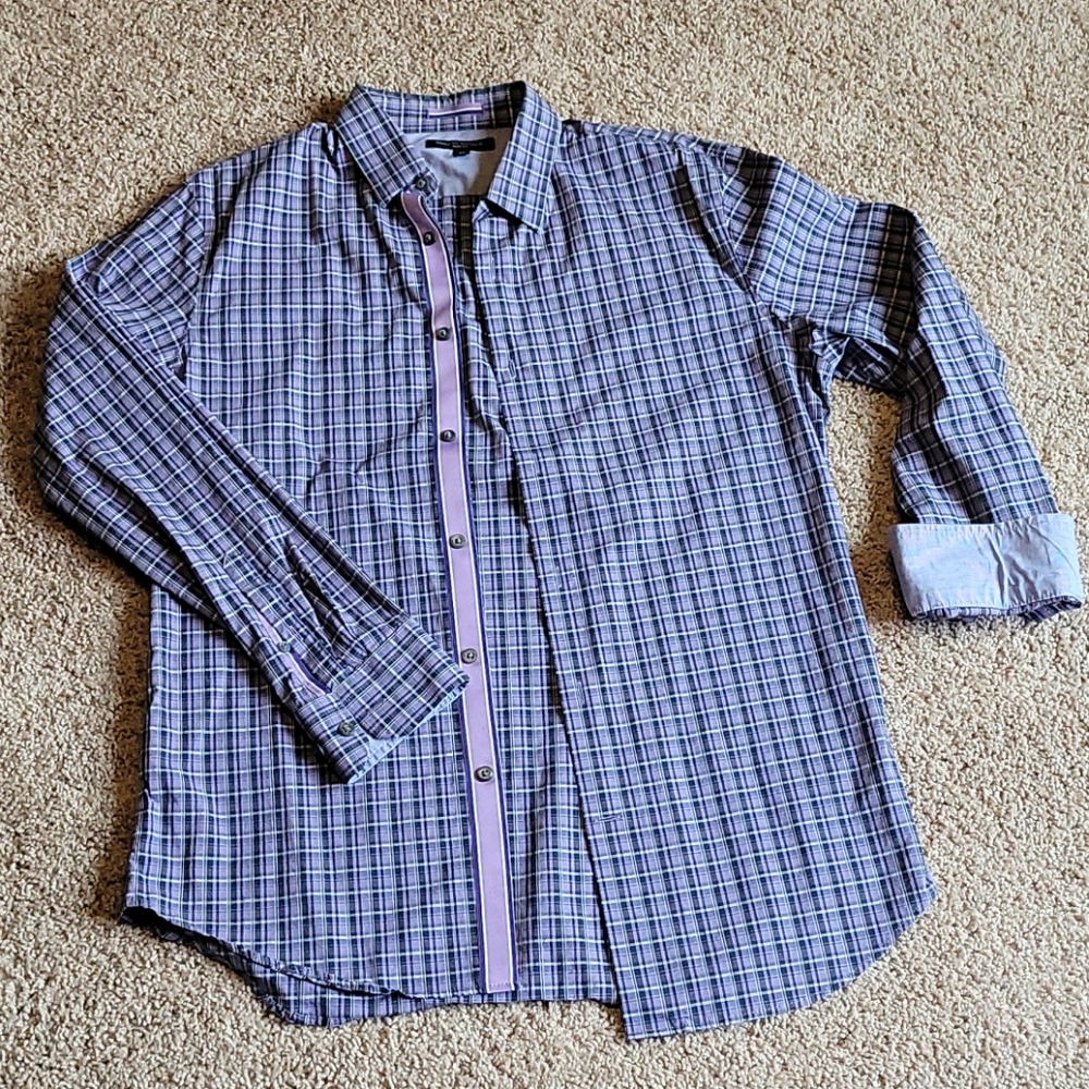 Banana Republic lilac plaid button down shirt
